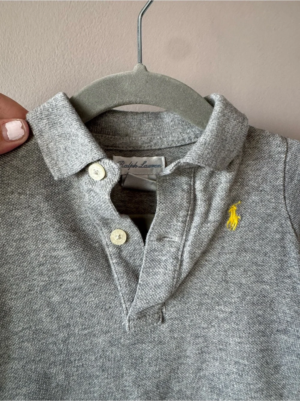 Ralph Lauren Baby Boys Gray Yellow Number 3 Shorts One Piece Romper 3 months